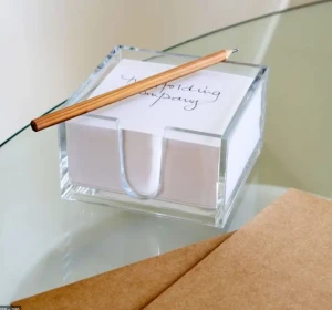 Wholesale custom tabletop square clear acrylic memo holder acrylic notepad holder