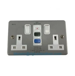 Twin 13A Metal RCD Protection Wall Swtich Socket﻿