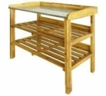 vidaXL Potting Bench Natural wood color Solid acacia wood with zinc liner
