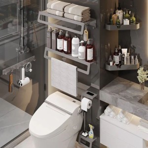 Luxurybathroom Towel Bar Accessory Set Flat Storage Towel Rack Quality Aluminum Wall Mounted Bathroom Accessories Set