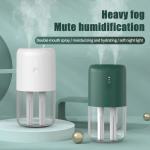 2022 New 300ml Dual Jet Air Purifier Mist Generator Mini USB Humidifier Aroma Diffuser for Car and Office