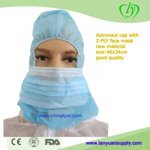 LY Disposable Hood Caps Protective Hoods Cover with Mask and Beard Cover Blue