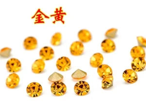 Golden Diamond Round Stone Crystal Rhinestones  DIY Jewelry Making