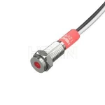 6mm Flat Head Red Led Illuminated Metal Stainless Steel Indicator Light With Wire