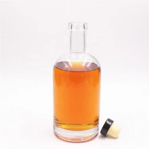 wholesale price 750ml cork on top vodka whisky glass bottle