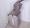 Wholesales Custom Logo 3 Section Compartments Laundry Organization Storage Foldable Dirty Clothes Laundry Basket Hamper