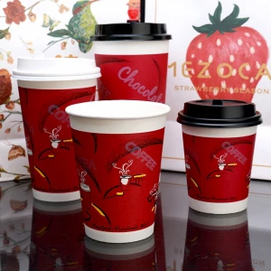 12 oz Premium Disposable Double Wall Coffee or Tea Cups With Lids - (100 Set) To Go Coffee Paper Cups with Resealable Lids Lock Prevent