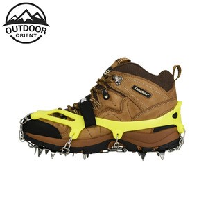 12 Teeth Claws Crampons Non-slip Shoes Cover Stainless Steel Chain Outdoor Ski Ice Snow Hiking Climbing
