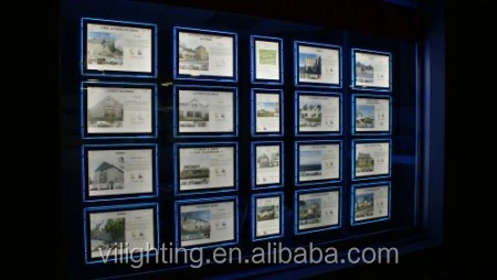 12v real estate display led light box frames backlit led crystal light box