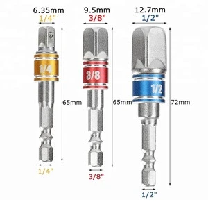 1/4" 3/8" 1/2" Power Tool Accessories Hex Shank Nuts Driver Drill Impact Socket Extension Bit Socket Wrench Adapter