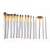 Import 14 pcs Multi-Tip Artist Paint Brush Set Gold Aluminium Ferrule Package with Zipper Bag for Beginners Painters Artists from China