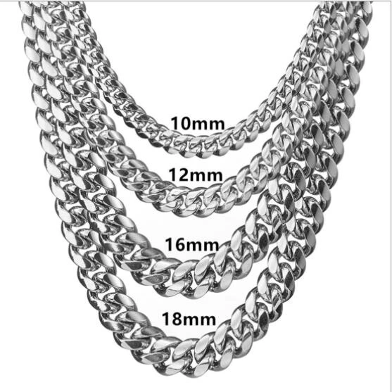 14K 18K  mens Jewelry Gold Plated Miami Stainless Steel Cuban Link Chain Necklace Set