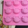 16 cavity emotion Pig Piggy non-stick SILICONE cake chocolate muffin candy piggy head cake mold