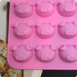 16 cavity emotion Pig Piggy non-stick SILICONE cake chocolate muffin candy piggy head cake mold