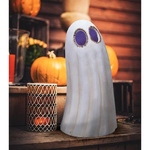 17&quot; Resin Ghost Halloween Porch Greeter w/ Color Changing LED Lights