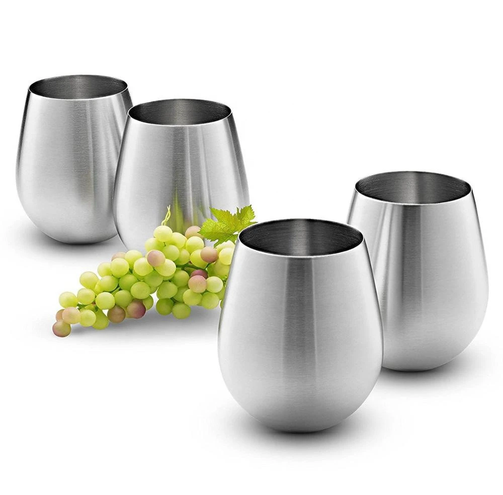18oz Shatterproof 18/8 Stainless Steel Stemless Wine Glass , Tumbler Cups
