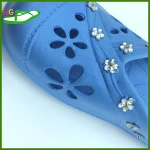 2015 Blue summer cheap slippers bathroom with bead designs EGA0302-08 three flowers mould