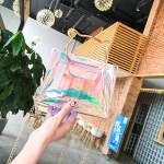 2018 the new colorful laser cat put the mini transparent jelly wrapped chain strip on shoulder and slung the small square bag