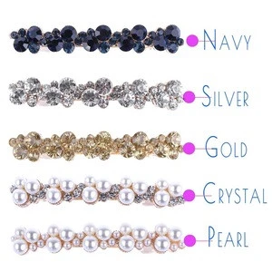 2019 Wholesale Newest High Quality Crystal Pearl Rhinestones Hairpin Elegant Women Accessories Hair Clip Barrettes