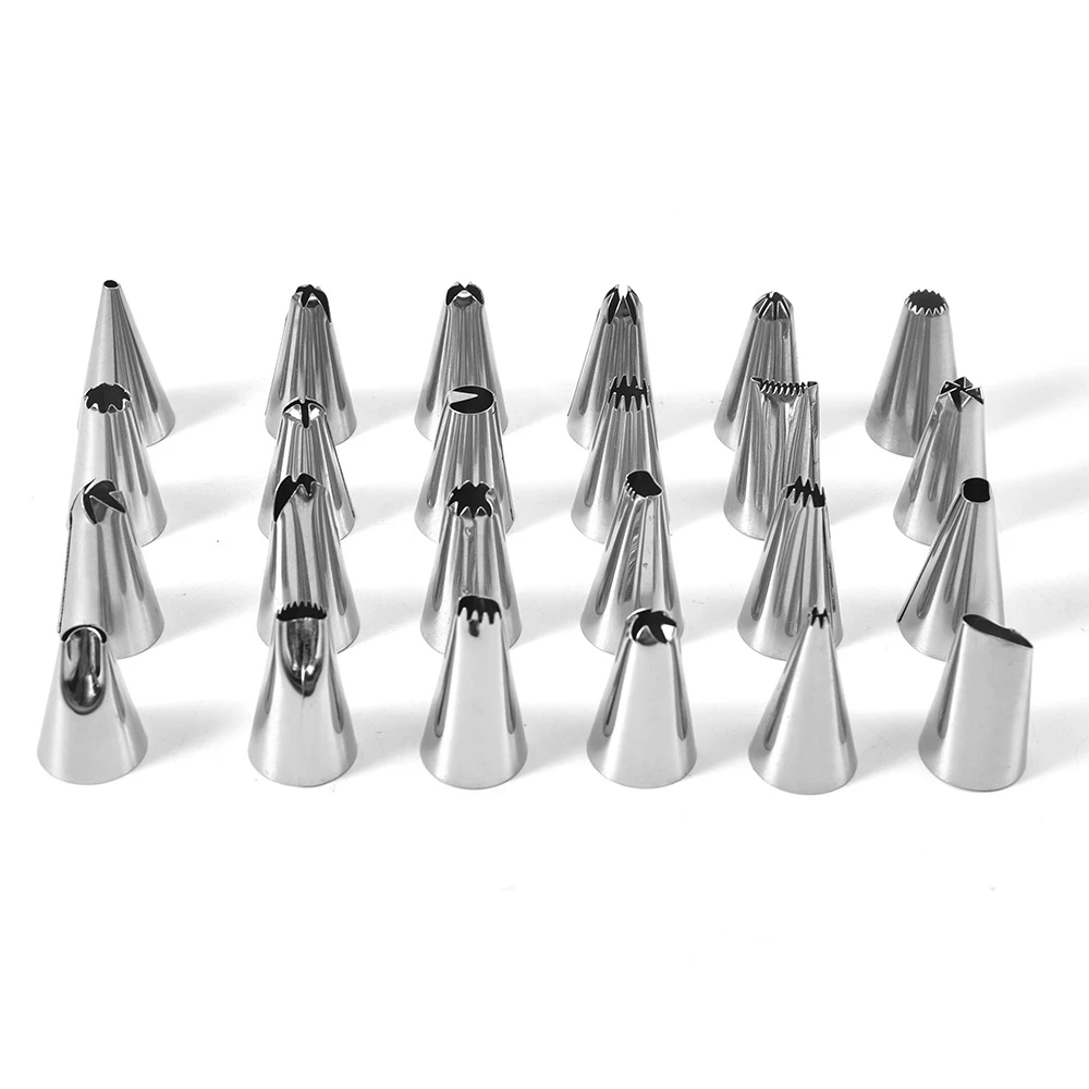2020 Amazon hot sale stainless steel cake decorating set tips nozzles set with partstry bags, cupcakes, nails, and brush