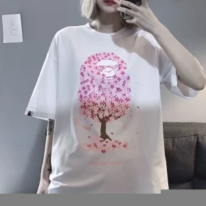 2020 New Arrival BAPE cherry blossom print pair T-shirt with short sleeves with Asian size