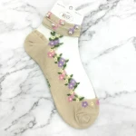 2020 New Arrival Lace Pearl Crystal Socks Custom Flower Transparent Women Sock