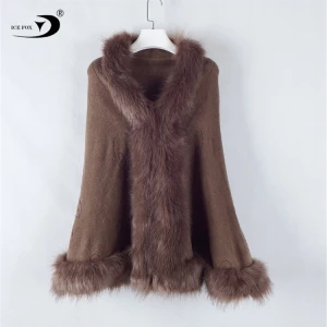 2020 New fashion plus size fur cape loose sleeve design womens fox fur cape faux cashmere poncho shawls