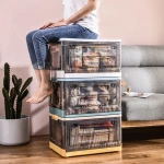 2021 New Design Transparent Collapsible Storage Bins Toy Storage Box Plastic Storage Boxes with Lids and Wheels