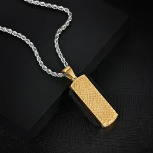 2021 New unique mens jewelry Stainless Steel Double Color Black gold Plated Pendant Necklace