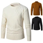 2023 New Mens Sweater Fashion Twist Sweater Autumn and Winter New Solid Color Warm Knitted Wool Sweater for Men
