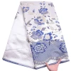 2110 Hot Selling Dubai Brocade Lace Fabric Jacquard Brocade Fabric Blue Lace Fabric With Gold Line