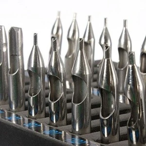 22 Pcs Stainless Steel Tattoo Needles Nozzle Tips for Machine Gun Needles Tube Kit Box