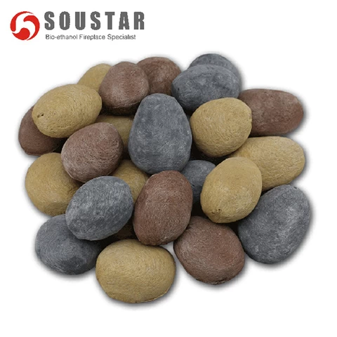 24pcs assorted color ceramic fireplace pebble set