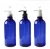 Import 250ml 500ml 1000ml green blue amber clear PET plastic shampoo boston bottle with white clear black pump shampoo liquid dispenser from China