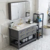 27&quot;single bathroom vanity light gray with gold lines and marble countertop,bathmirror with bathroom cabinet from factory