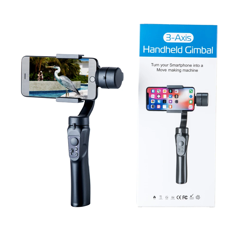 3 Axis Foldable Selfie Video Gimbal Handheld Stabilizer Gimbal for iPhone Smartphone Action Camera