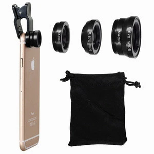 3-in-1 Wide Angle Macro Fisheye Lens Camera Lens Kits Mobile Phone Fish Eye Lenses with Clip 0.67x for iPhone