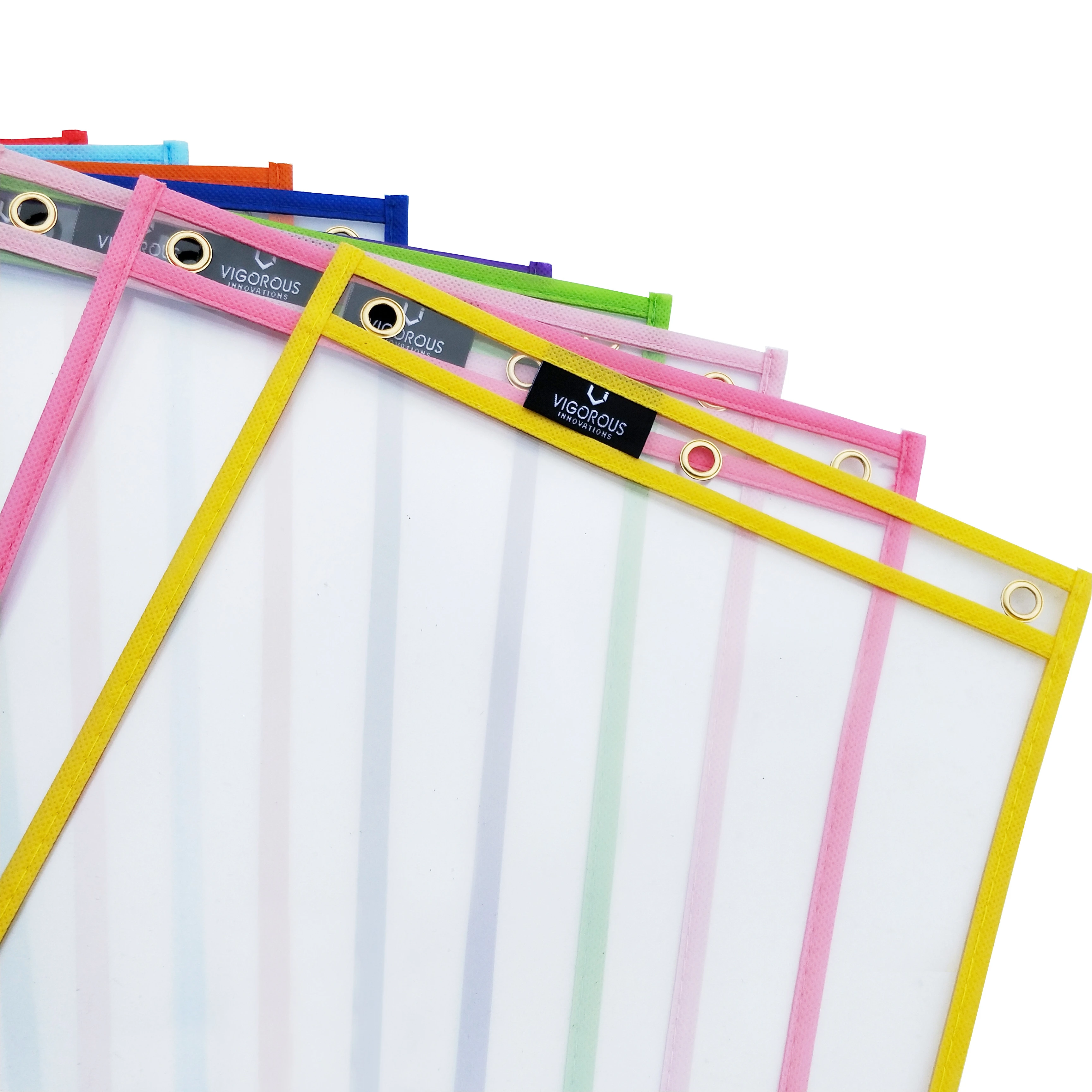 30 Pack Clear Assorted Colors Durable Reusable Dry Erase Plastic For Homeschooling Teacher Tools And School Supplies