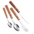 Import 304 Stainless Steel Wooden Handle Cutlery Dessert Spoon Western Cutlery Gift Set of Four from China