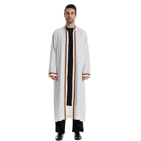 3073 Hot Selling dubai wholesale market Wholesale Stock Islamic Men Abaya Muslim Men Cardigan Robe Arab