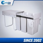 30L capacity PP plastic kitchen waste bins dust bins with soft closing slides