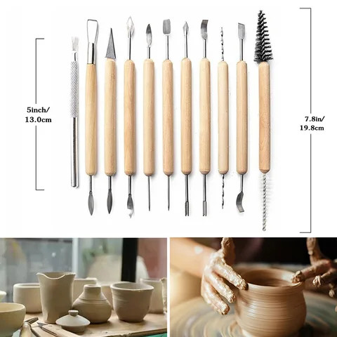 38-Piece Pottery Tool Set for Art Supplies Including Clay Carving Knife Silicone Pen Detail Needle DIY Handmade Clay Sculpture