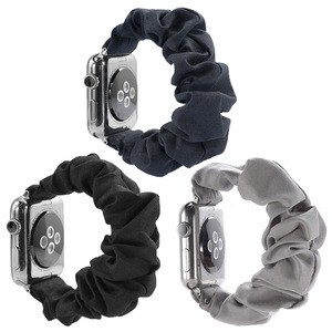 38/40mm 42/44mm Colorful Polyester Seersucker I Watch Strap Fitness Scrunchies Smart Watch Band for Apple Watch