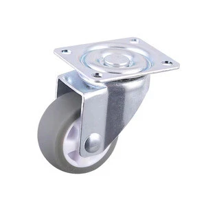 38mm Gray TPE Plate Small Swivel Caster Wheels Without Locking