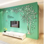 3D Mirror Tree Acrylic Wall Sticker Creative Lovers Tree Wall Decals TV Background Decoration Home Decor Removable Wall Decal