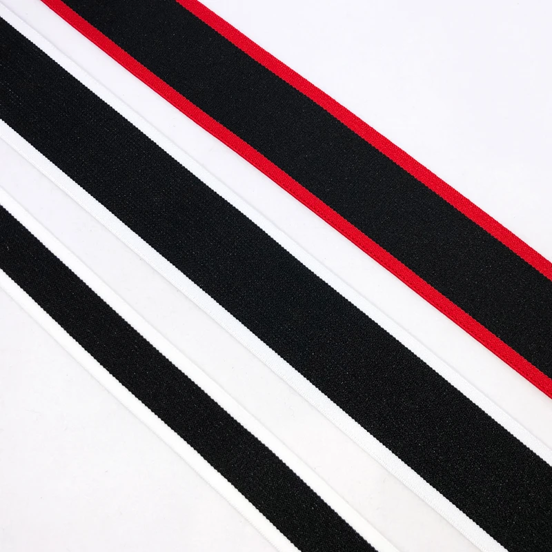 4 cm imitation nylon elastic band with black and white color stripes