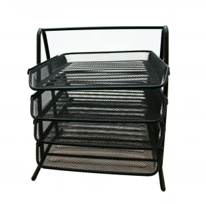 Desk Organizer with Mesh File Holder, 4-Tier Office Supplies Desk  Organizers and
