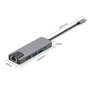 5 in 1 USB Type C Adapter Hub USB 3.0 4K HDTV RJ45 Gigabit Ethernet USB Hubs Laptop Docking Station