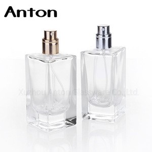 Squared Shape Heavy Glass Perfume Bottle 50ml with Aluminum Lids