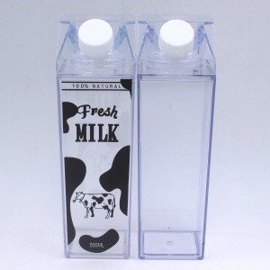 500ml rectangle transparent bottle, plastic milk water bottle, milk carton water bottle